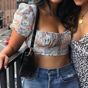 House of CB Floral Puff Sleeve Crop Top